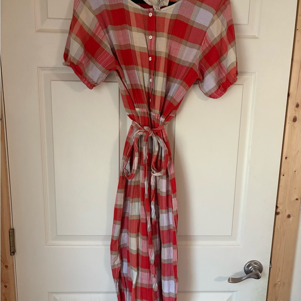 Ace & Jig Red and White Plaid Midi Dress